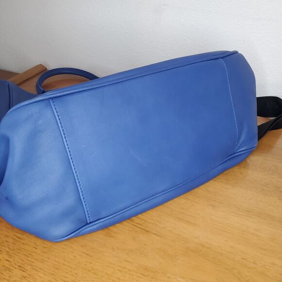 ARMANI COLLEZIONI Blue Calf Leather Tote Shoulder Bag Cross Body Work Travel - Picture 3 of 11